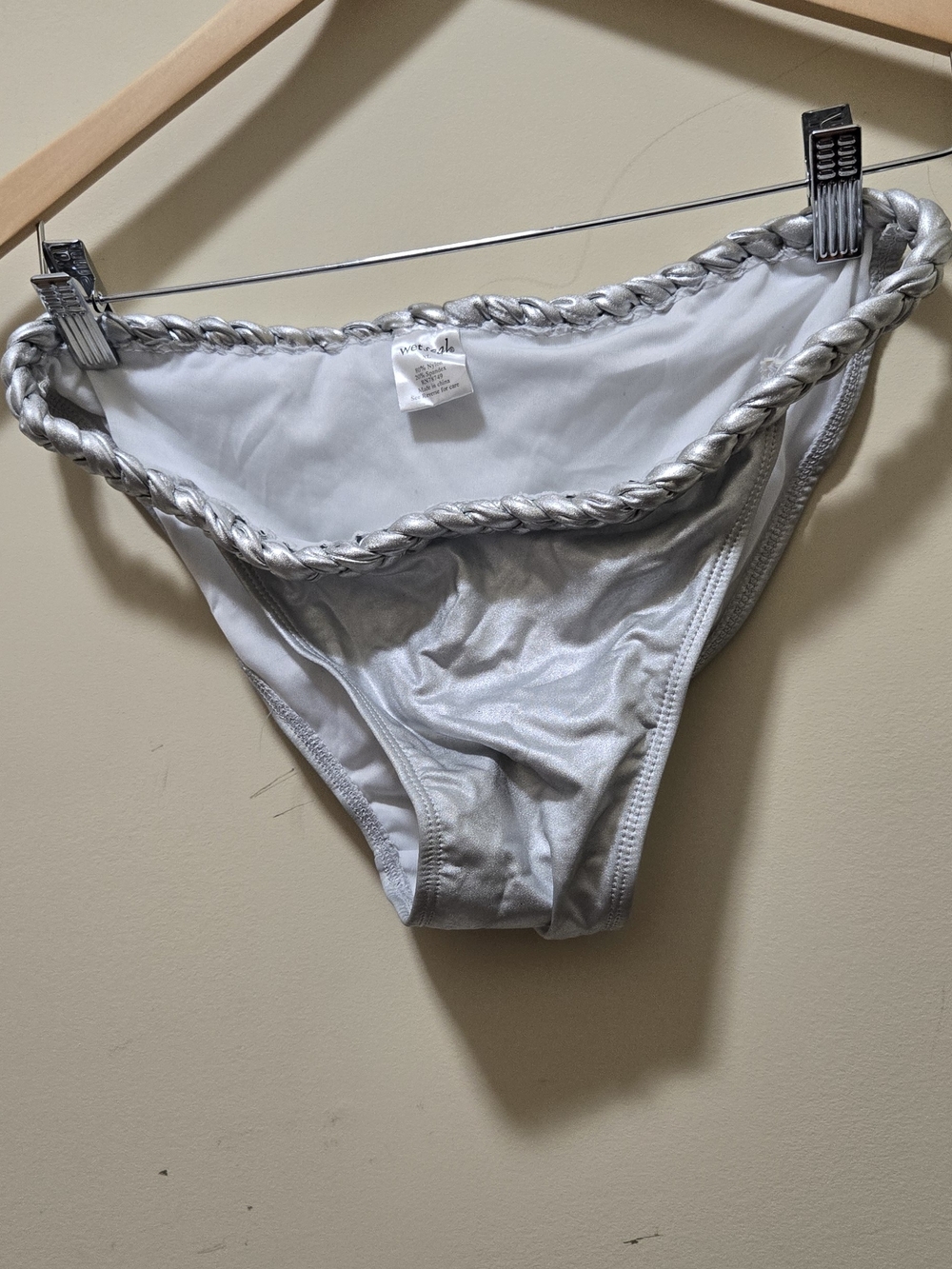 Wet Seal Silver Braided Trim Bikini Bottoms